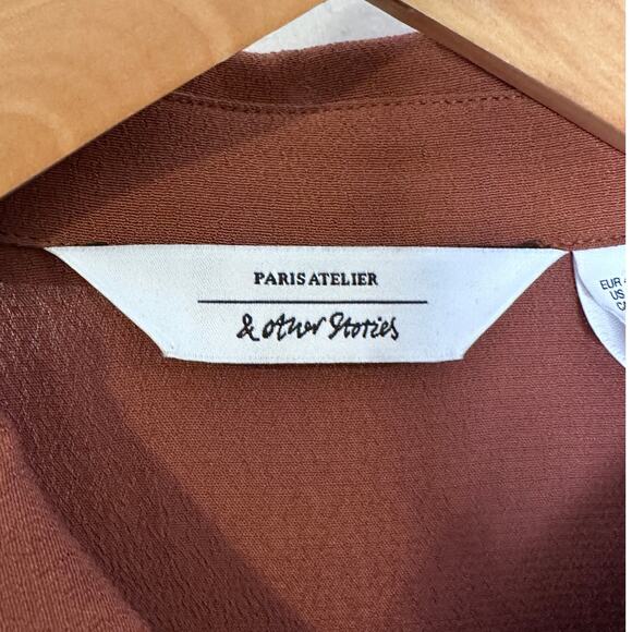 Paris Atelier & other stories brown rust long sleeve shirt dress size 8 - Picture 2 of 8